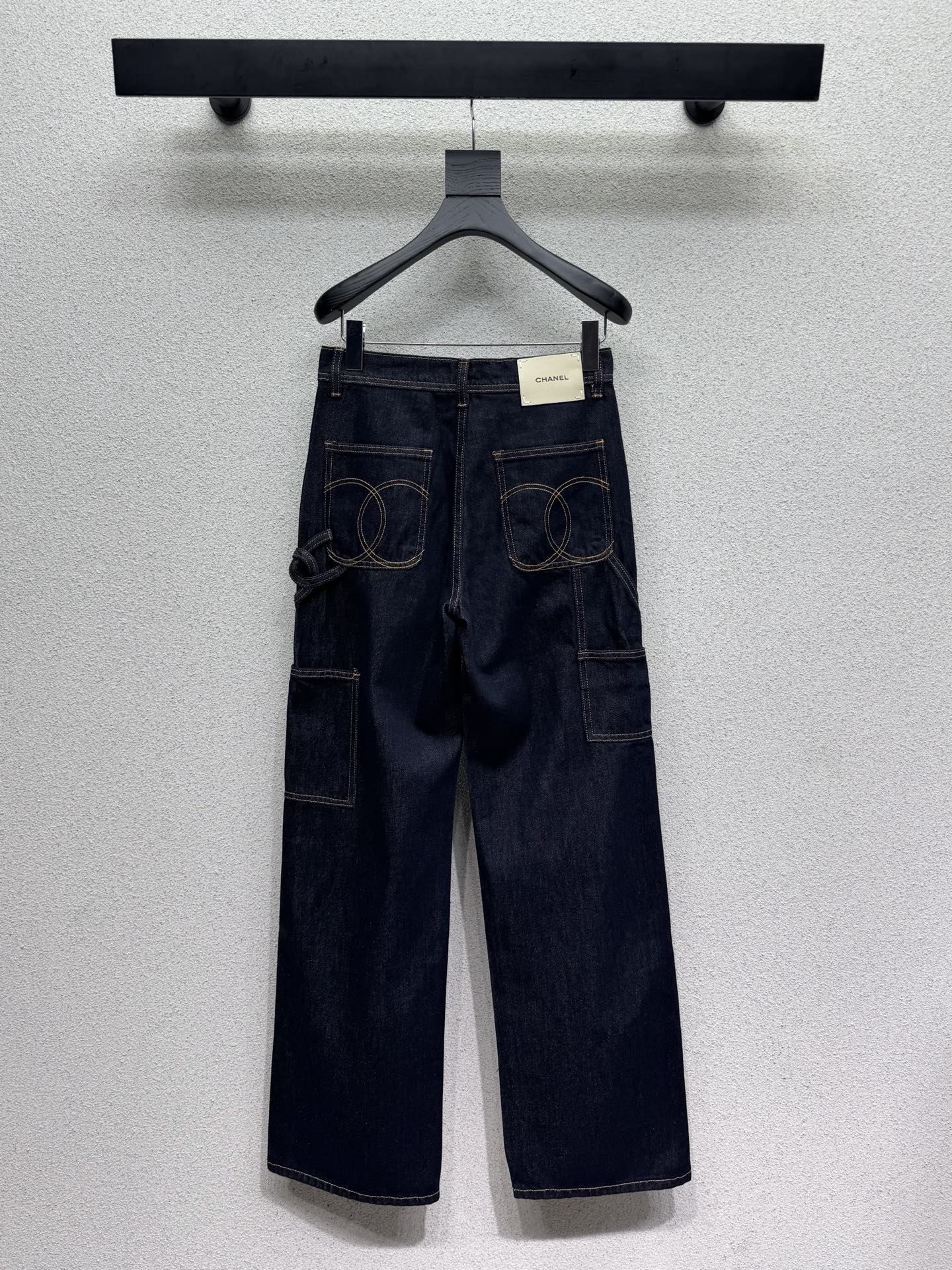 Washed Utility-Style Denim Trousers