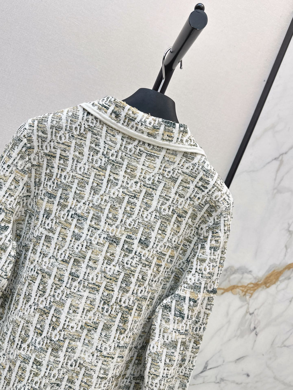Jacquard-Knit Collared Cardigan