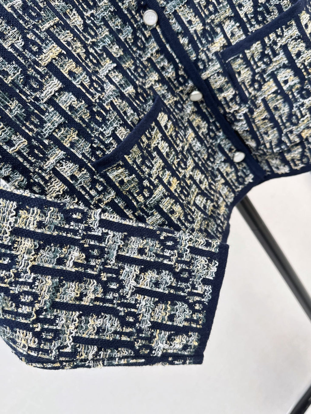 Jacquard-Knit Collared Cardigan