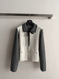 Classic Black & White Houndstooth Knit Jacket