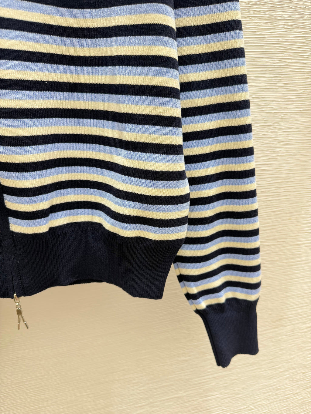 chanel/26 New Double C Stripe Hoodie Knit Cardigan