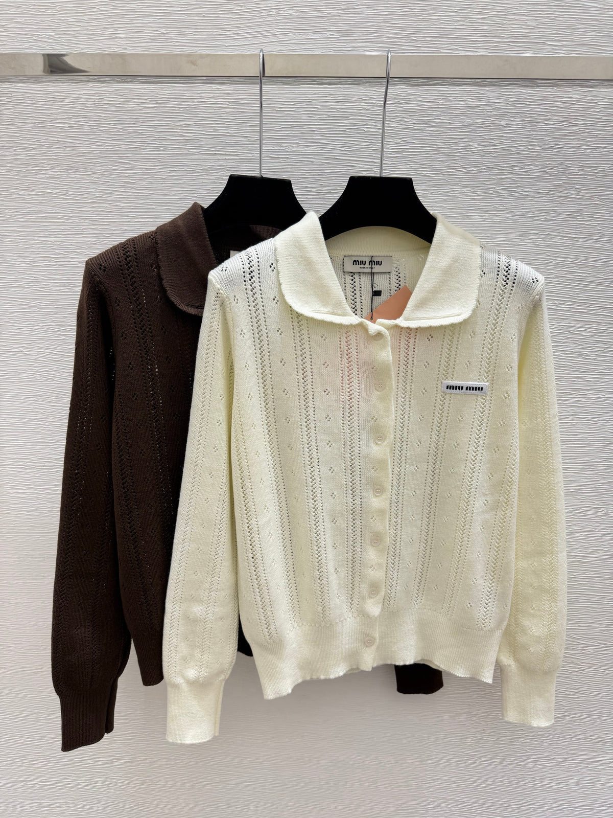 MiuMiu/26 New Doll Collar Hollow Knit Cardigan