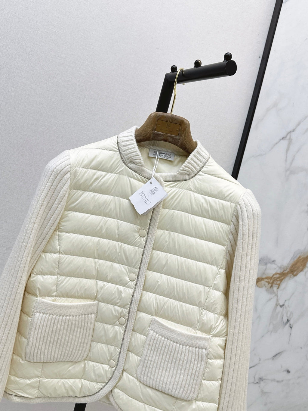 Brunello Cucinelli / 26 Fall-Winter Latest Wool Knit Patchwork Down Jacket