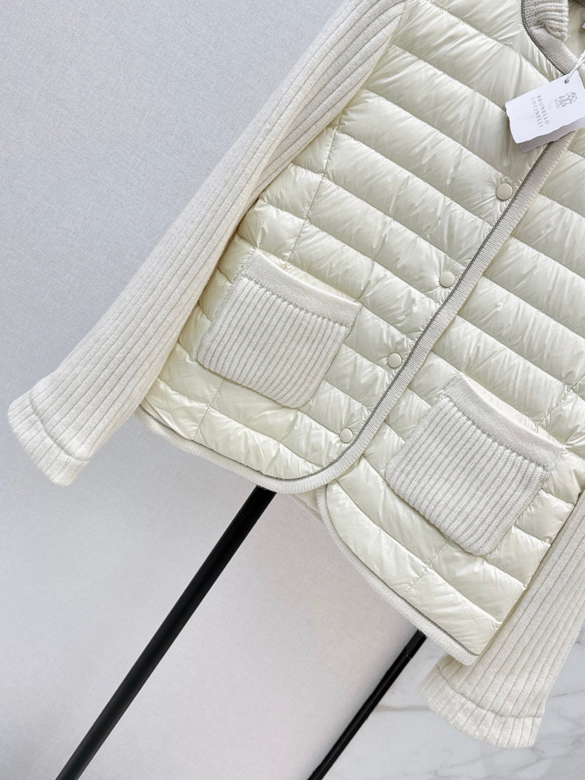 Brunello Cucinelli / 26 Fall-Winter Latest Wool Knit Patchwork Down Jacket