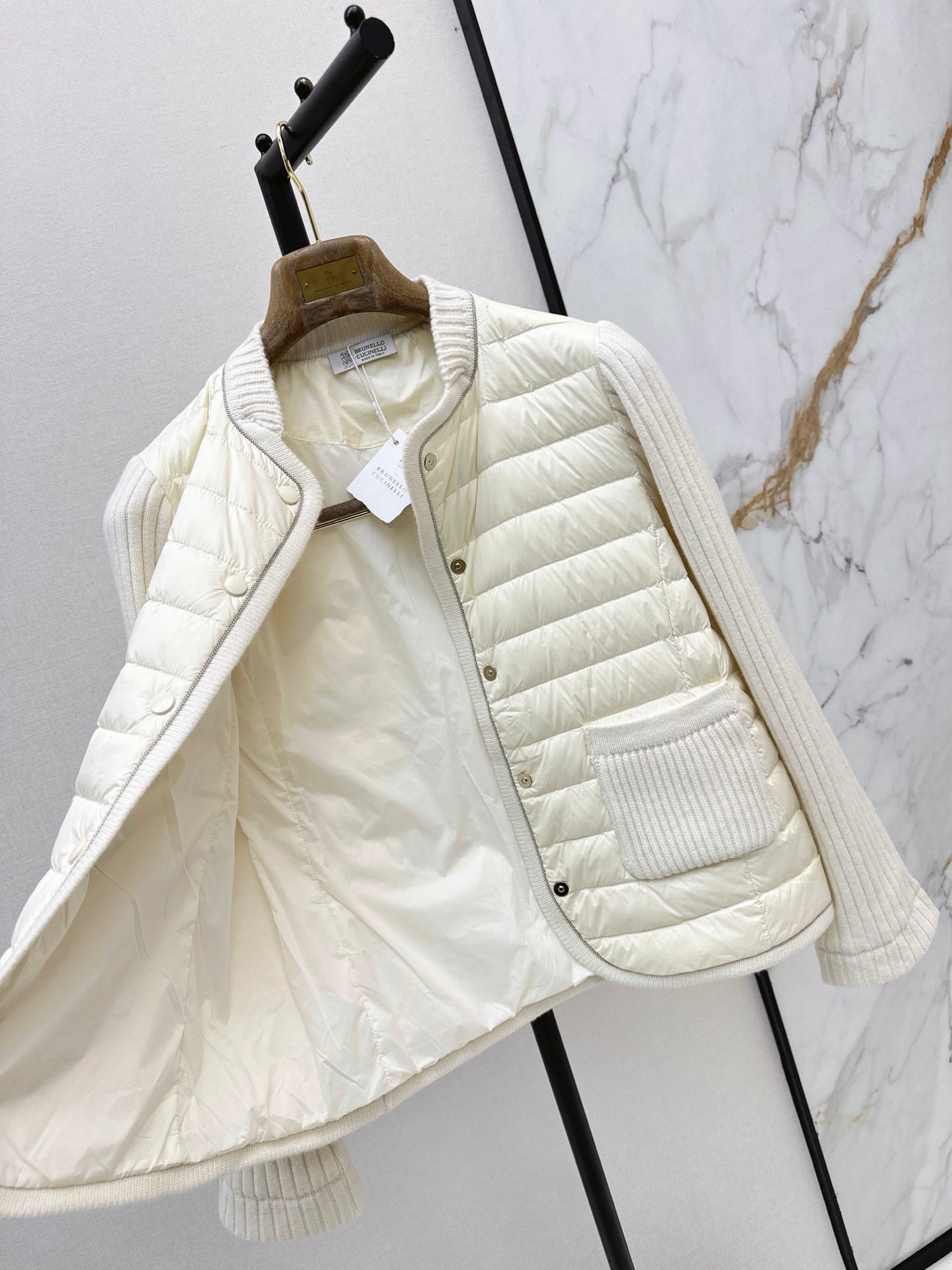Brunello Cucinelli / 26 Fall-Winter Latest Wool Knit Patchwork Down Jacket