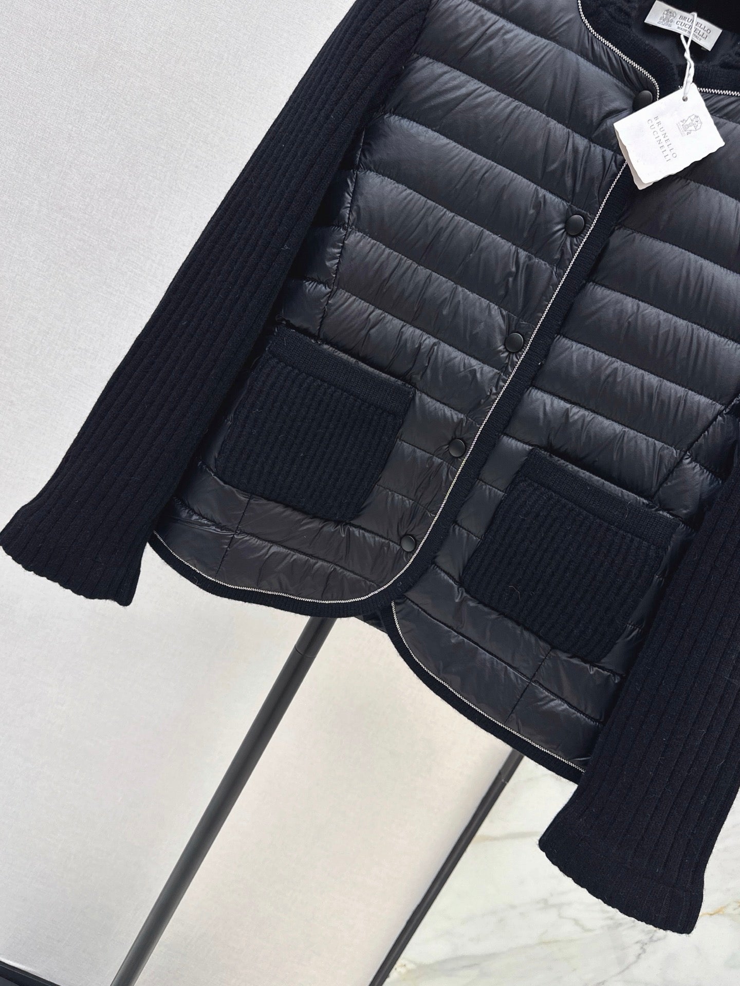 Brunello Cucinelli / 26 Fall-Winter Latest Wool Knit Patchwork Down Jacket