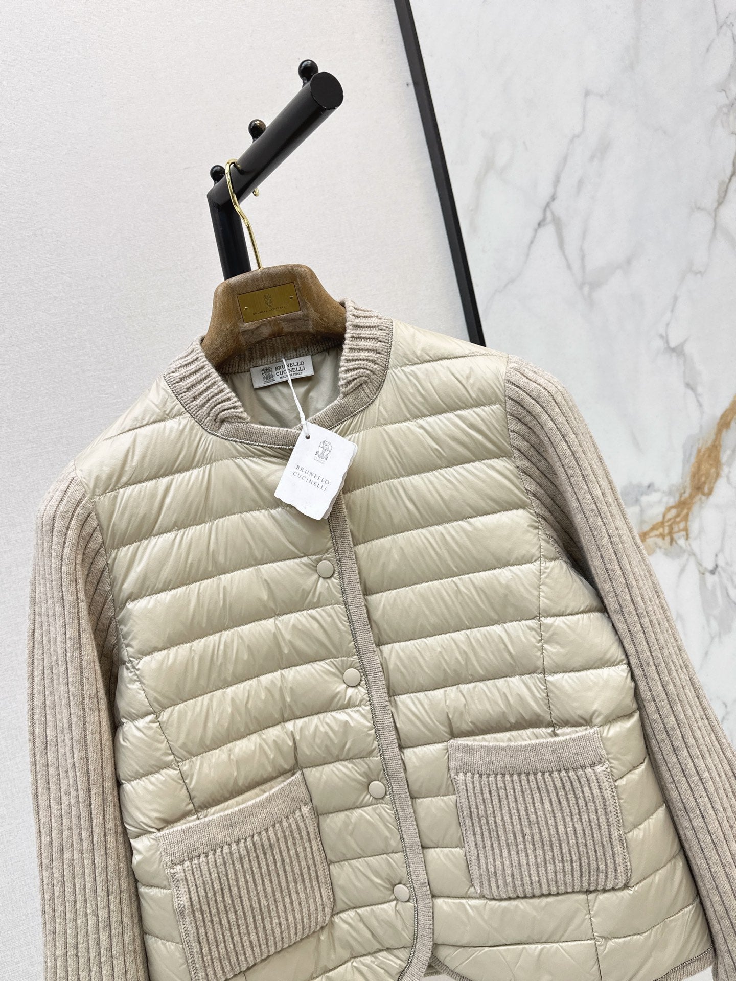 Brunello Cucinelli / 26 Fall-Winter Latest Wool Knit Patchwork Down Jacket