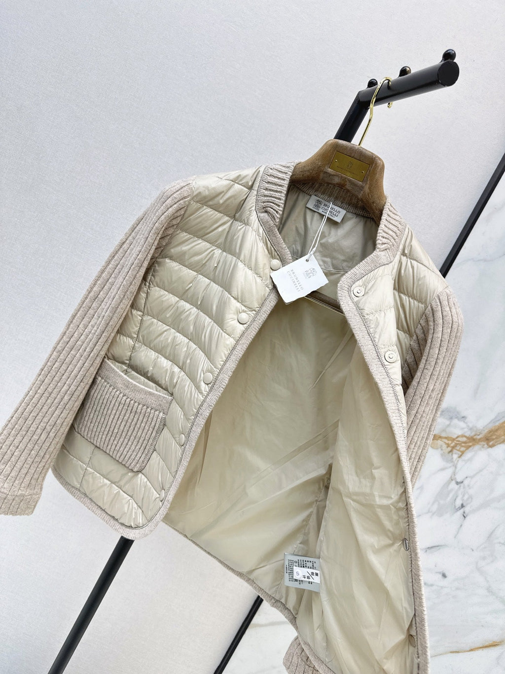 Brunello Cucinelli / 26 Fall-Winter Latest Wool Knit Patchwork Down Jacket