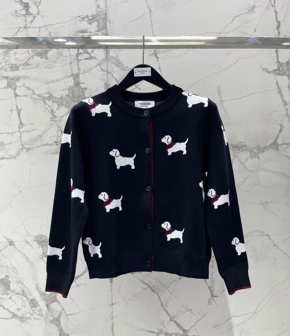 Thom Browne/26 Early Spring New Full-Print Puppy Cardigan Sweater
