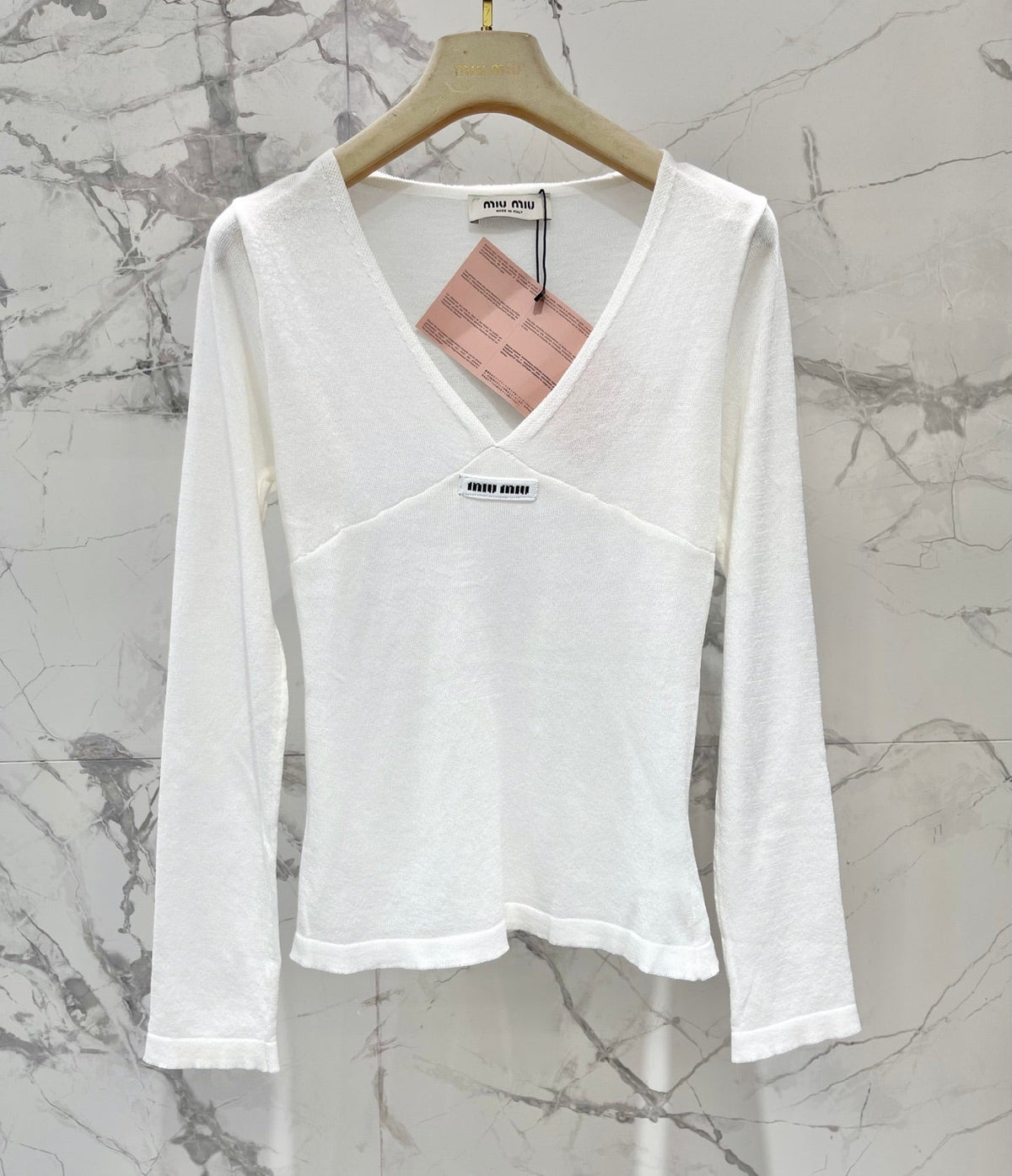 MiuMiu/26 New Early Autumn V-Neck Soft Curved Top
