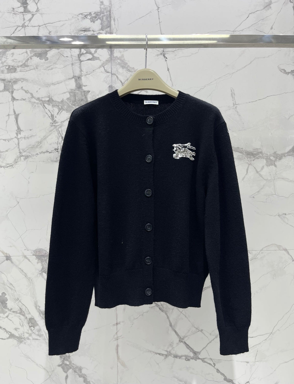 MiuMiu/26 New Early Autumn Knight Logo Wool-Cashmere Blend Cardigan