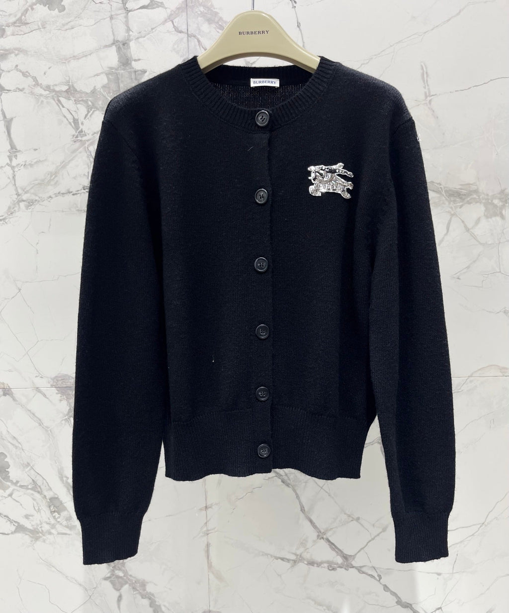 MiuMiu/26 New Early Autumn Knight Logo Wool-Cashmere Blend Cardigan
