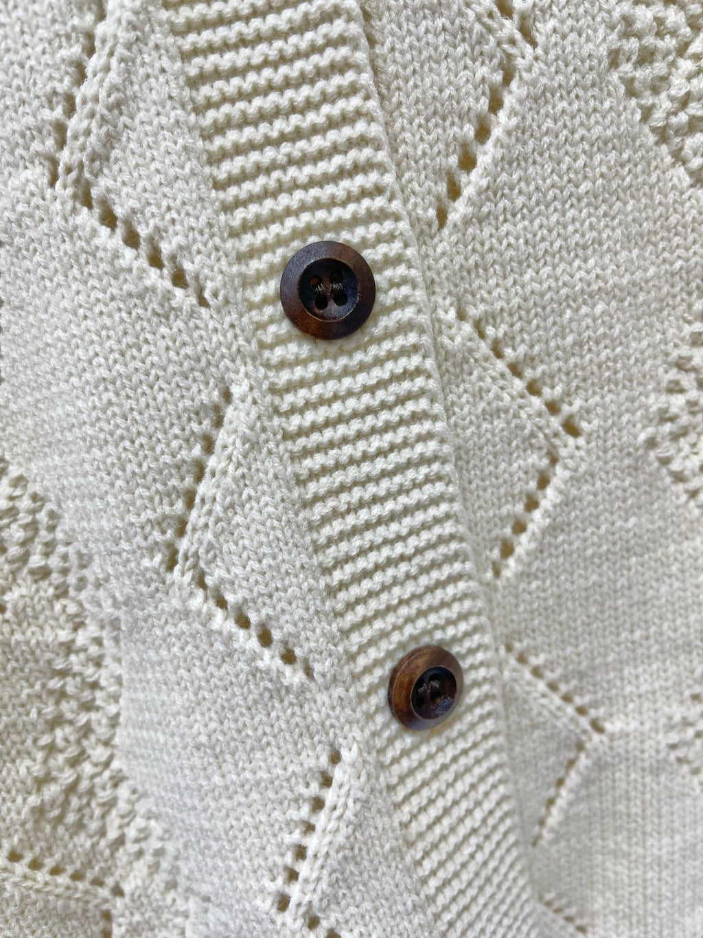 Valentino/26 New Simple Turn-Down Collar Hollow Crochet Knit Cardigan