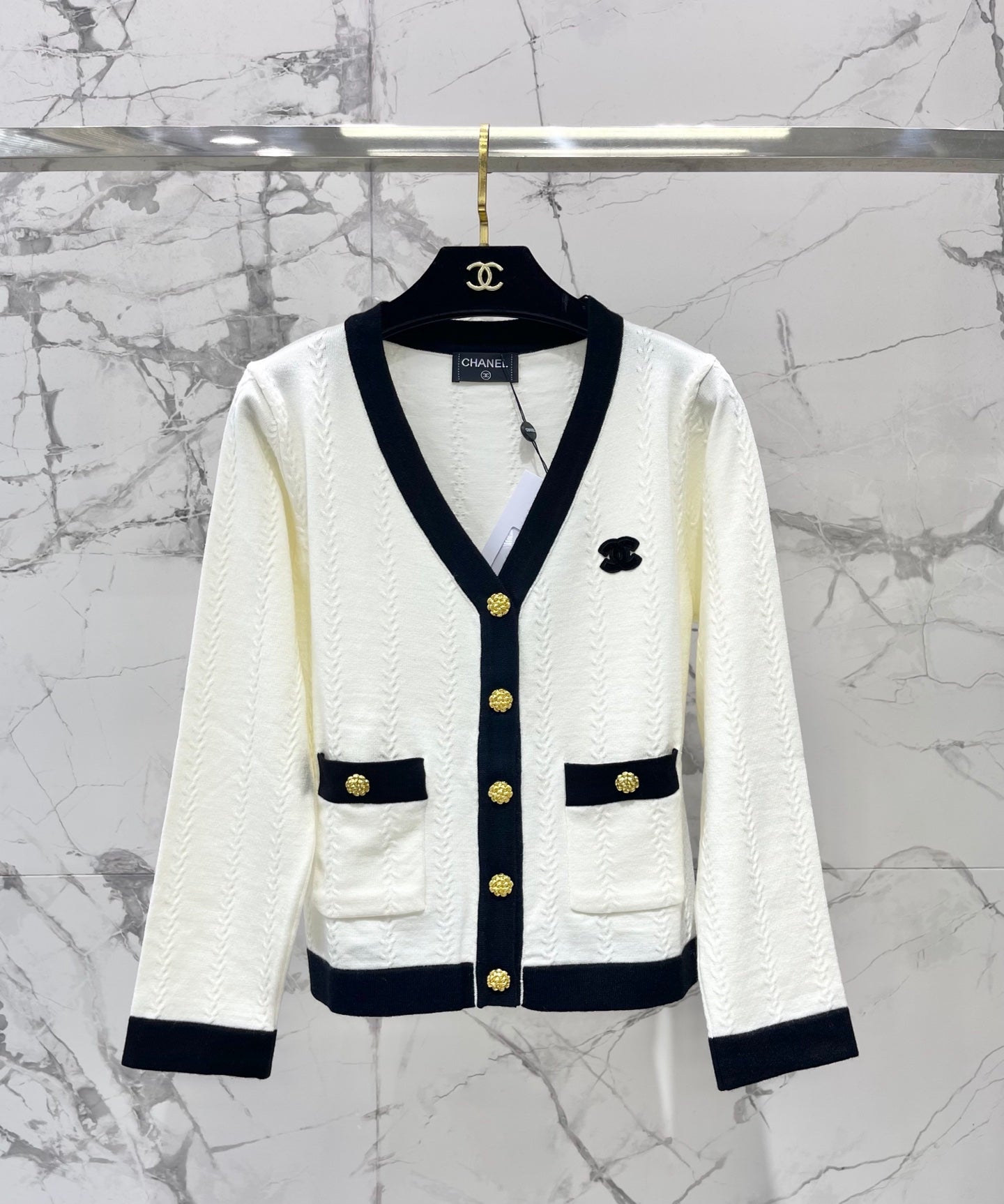 chanel/26 New Jacquard V-Neck Knit Cardigan