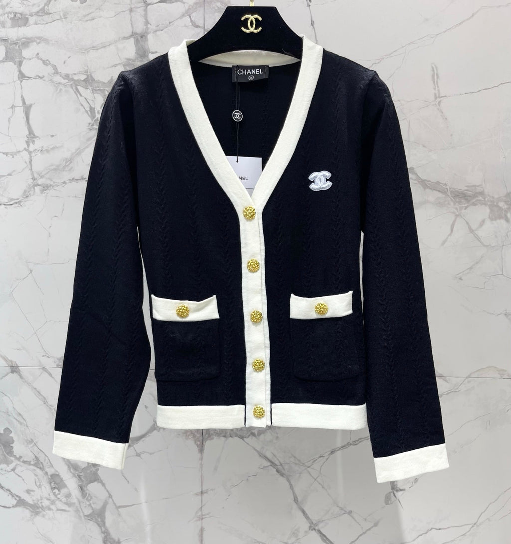 chanel/26 New Jacquard V-Neck Knit Cardigan