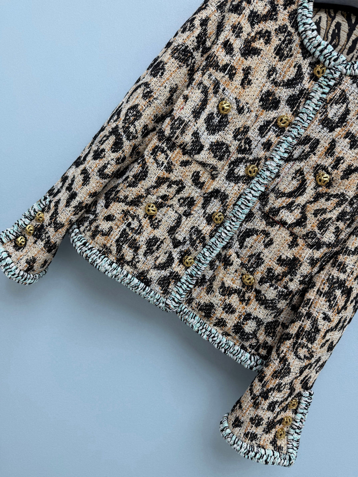 Chanel/26 Latest Retro Leopard Print Tweed Jacket