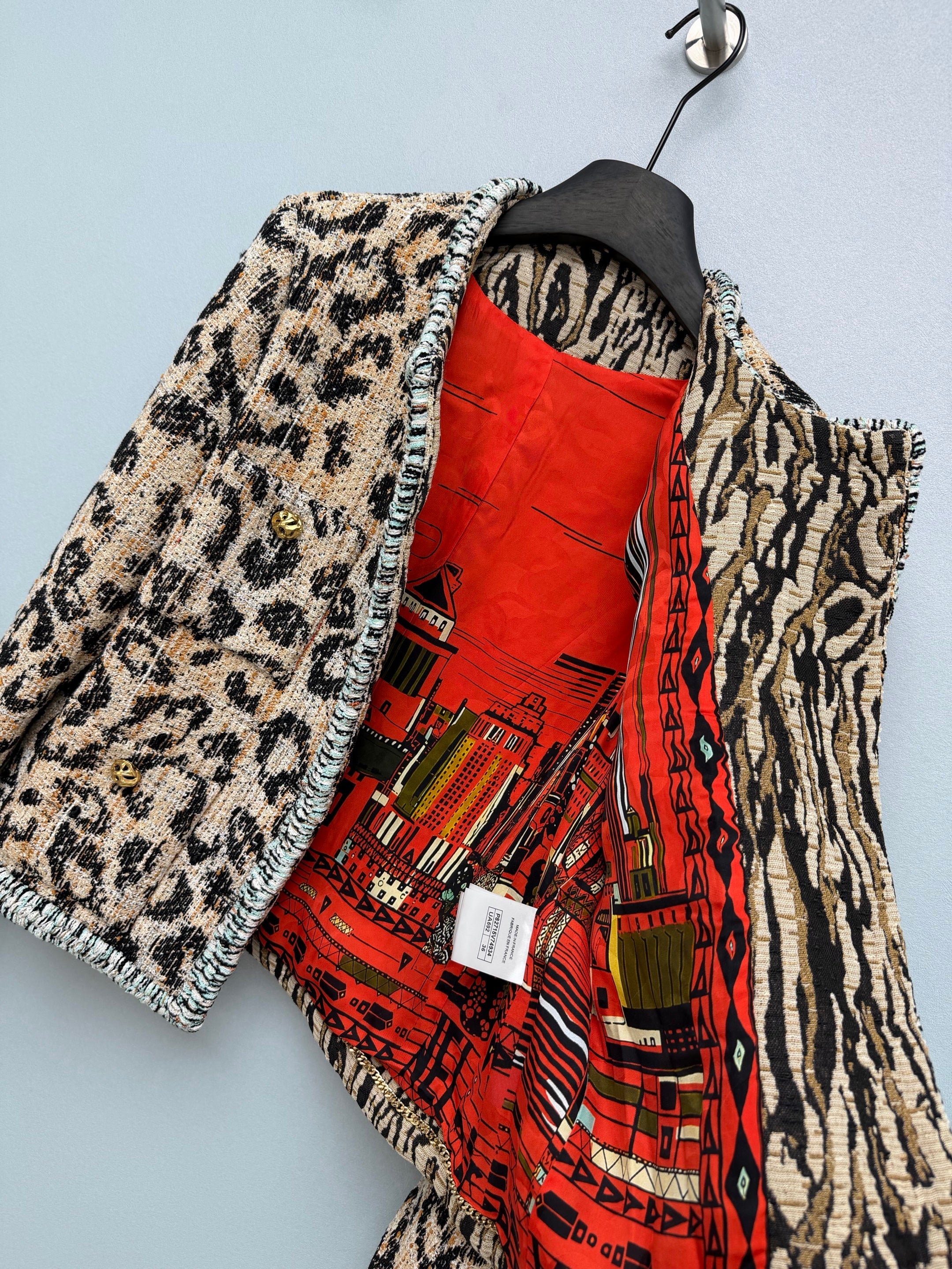 Chanel/26 Latest Retro Leopard Print Tweed Jacket
