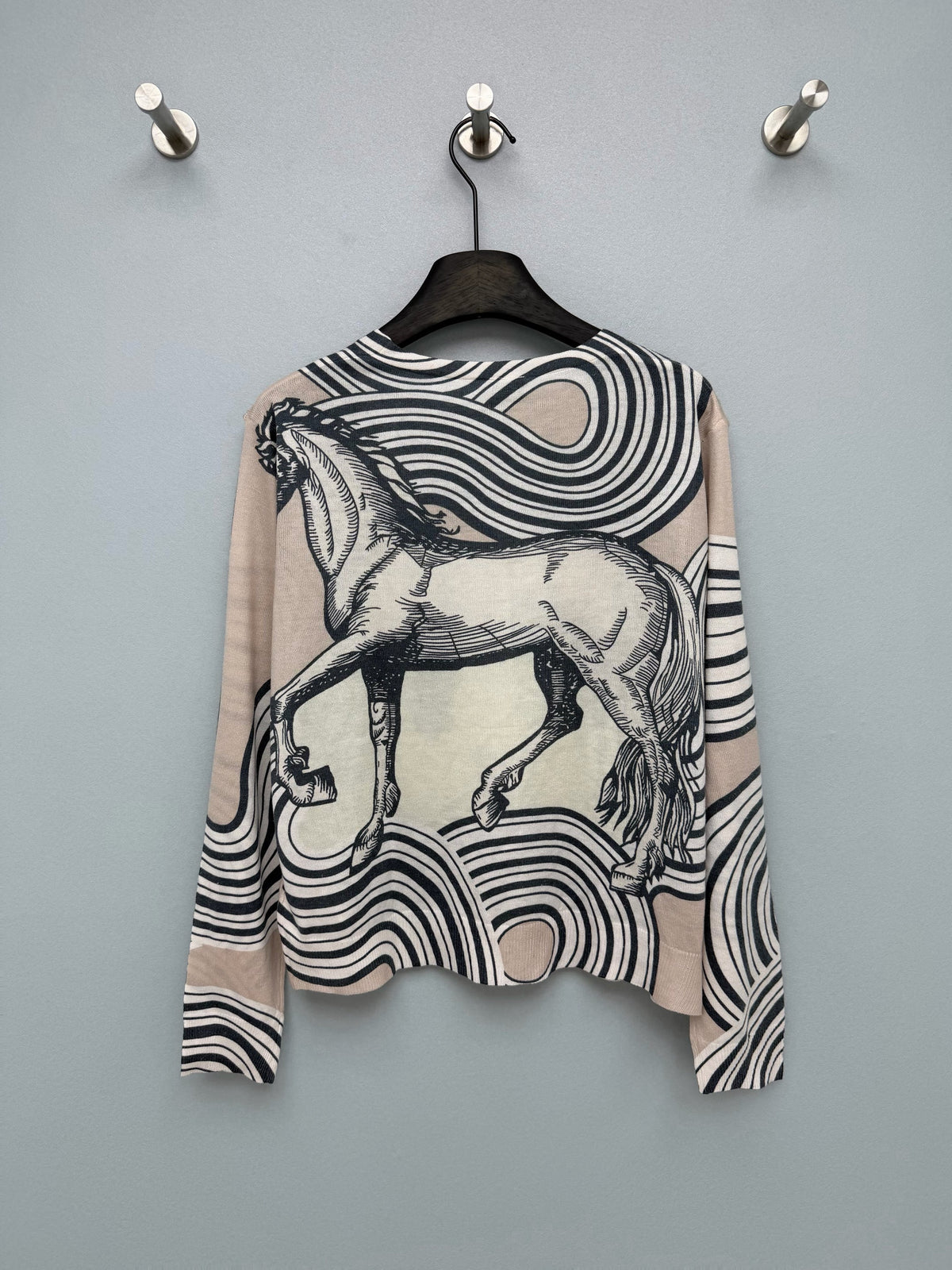 Hermès/26 New Equestrian-Style Lightweight V-Neck Knit Cardigan