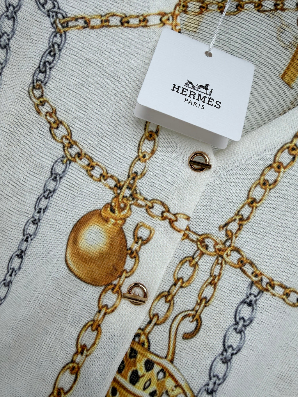 Hermès/26 New Equestrian-Style Lightweight V-Neck Knit Cardigan