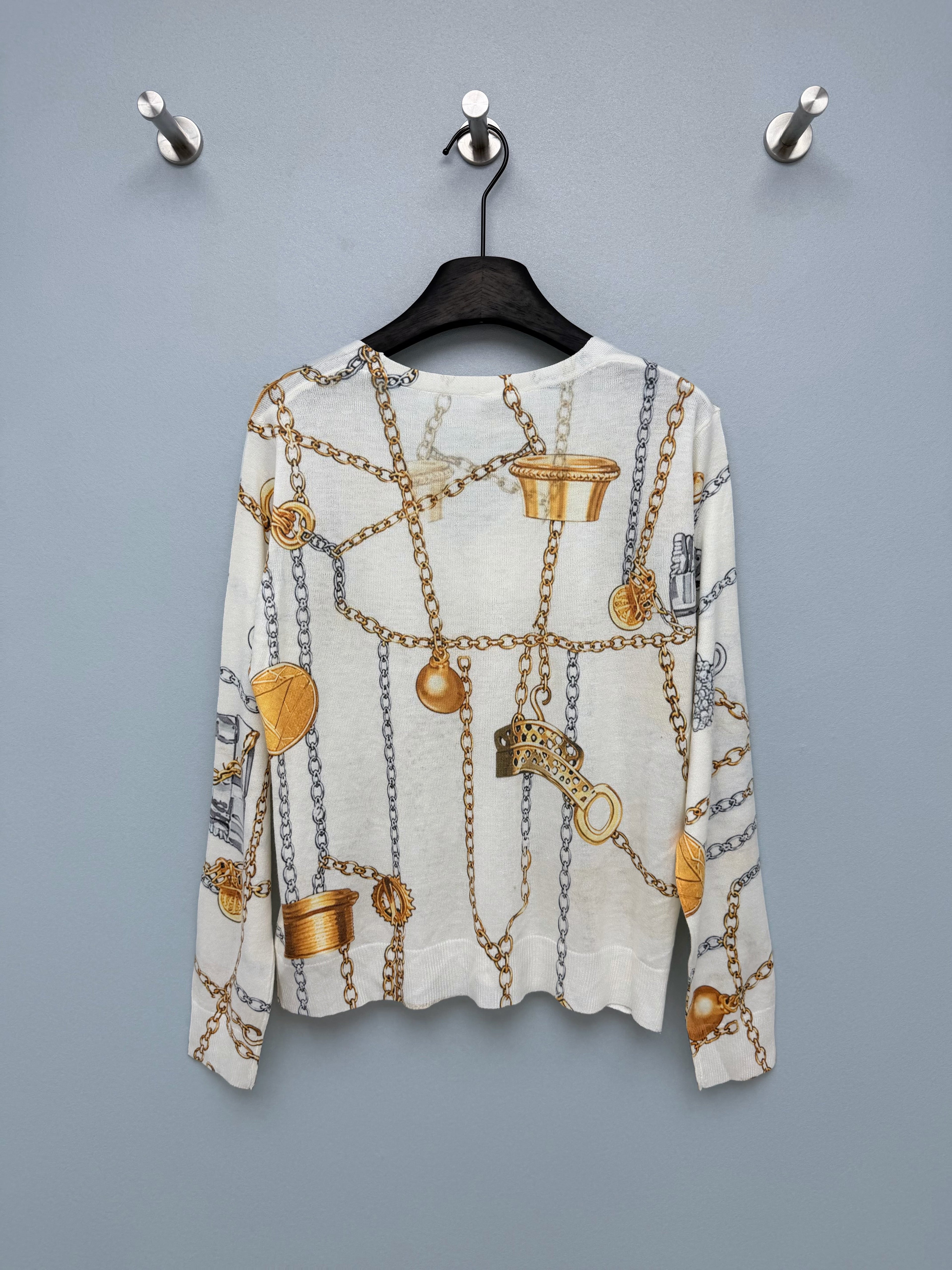 Hermès/26 New Equestrian-Style Lightweight V-Neck Knit Cardigan
