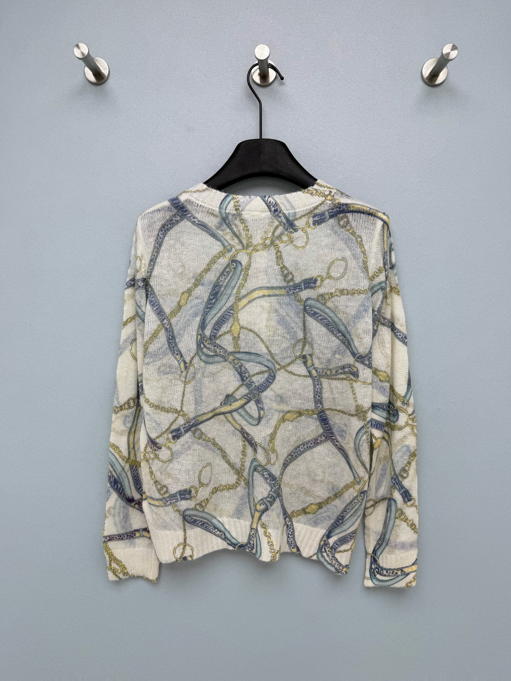 Hermès/26 New Equestrian-Style Lightweight V-Neck Knit Cardigan