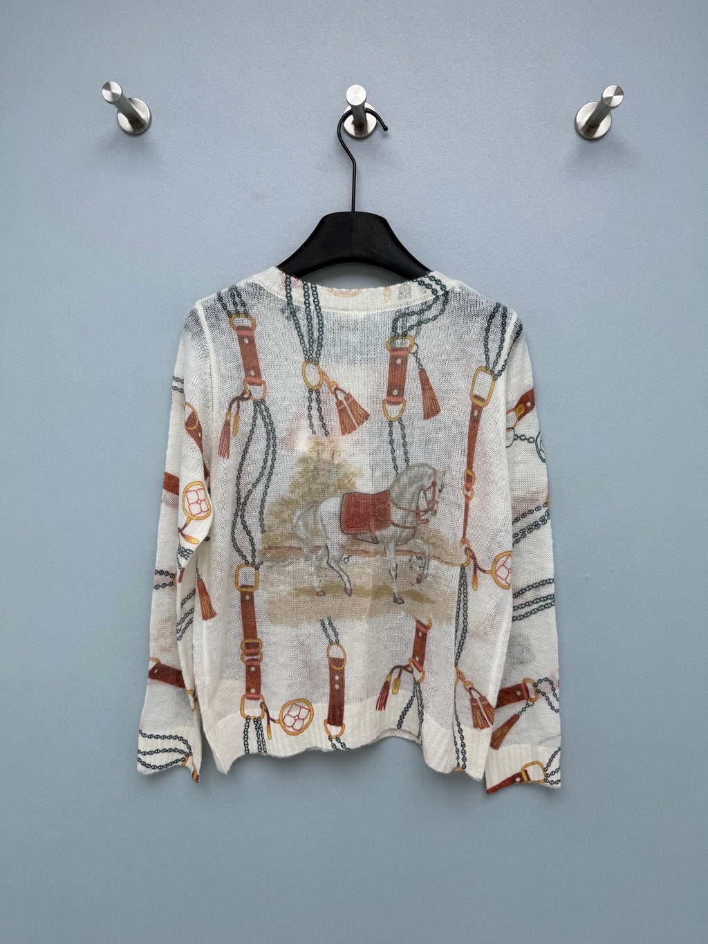 Hermès/26 New Equestrian-Style Lightweight V-Neck Knit Cardigan