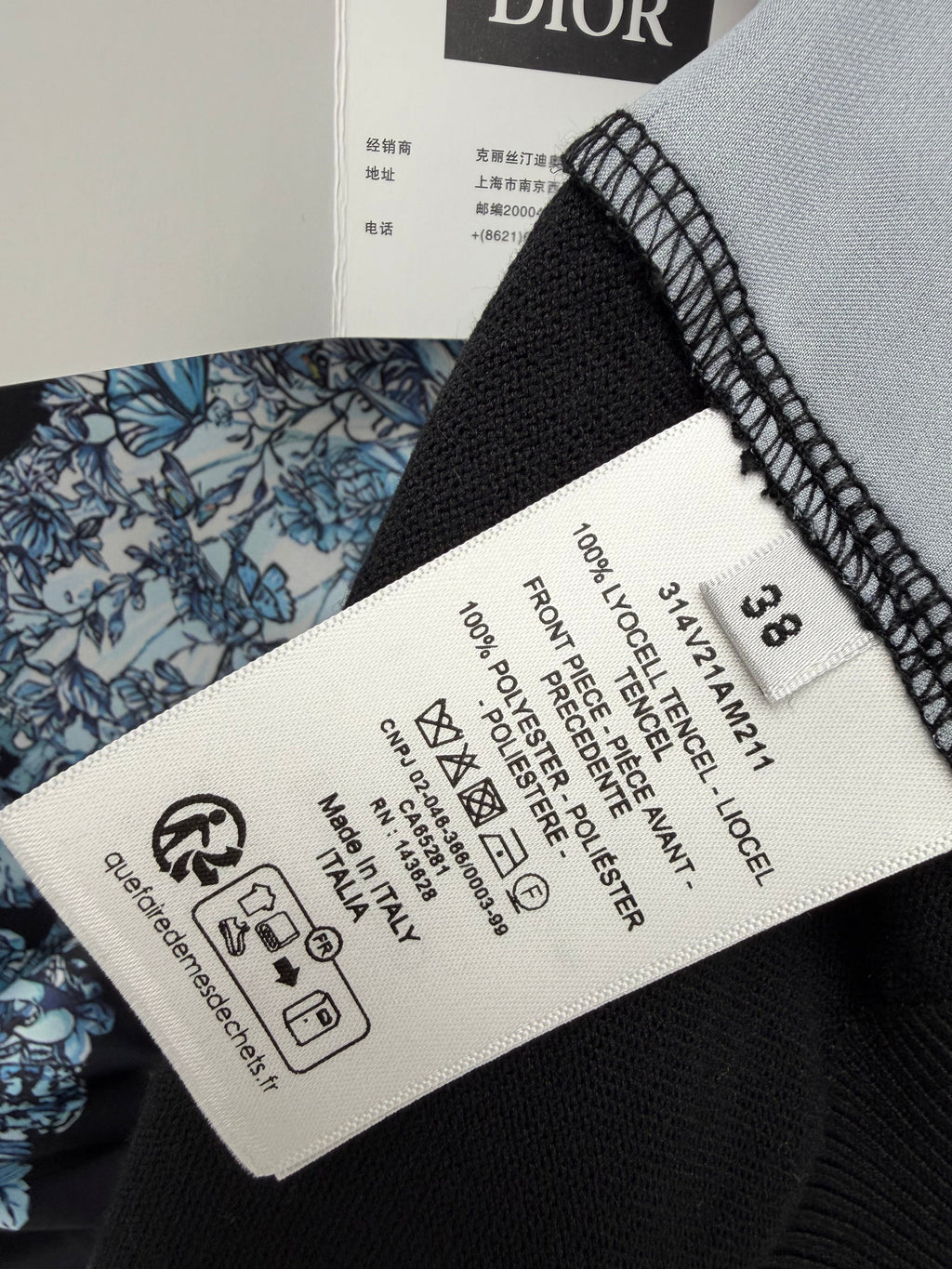 Dior / New Blue Butterfly Floral Satin Paneled Cardigan