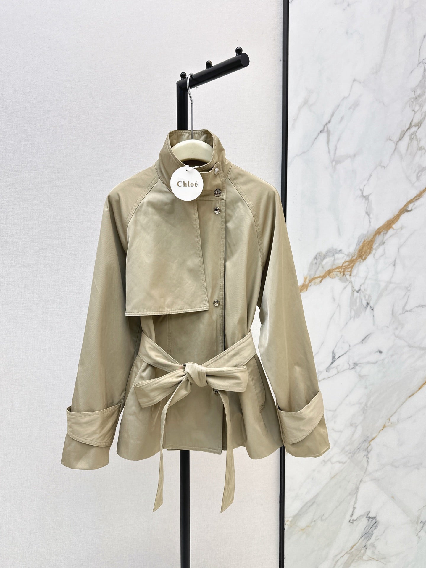 Chloe/Early Autumn New Stylish Stand-Collar Mid-Length Trench Coat