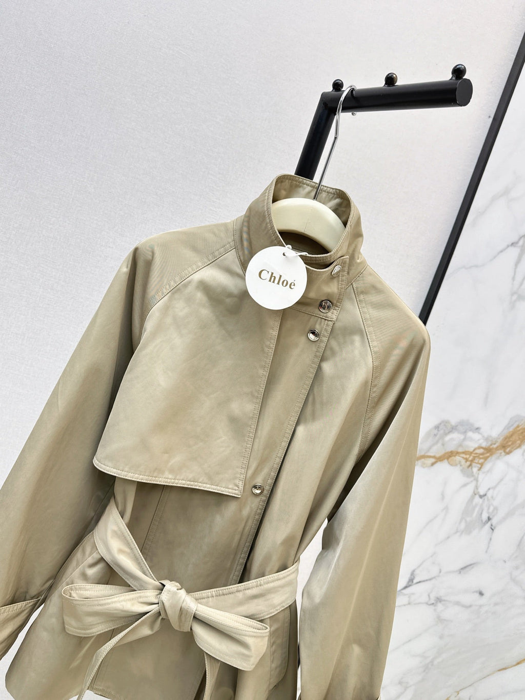 Chloe/Early Autumn New Stylish Stand-Collar Mid-Length Trench Coat