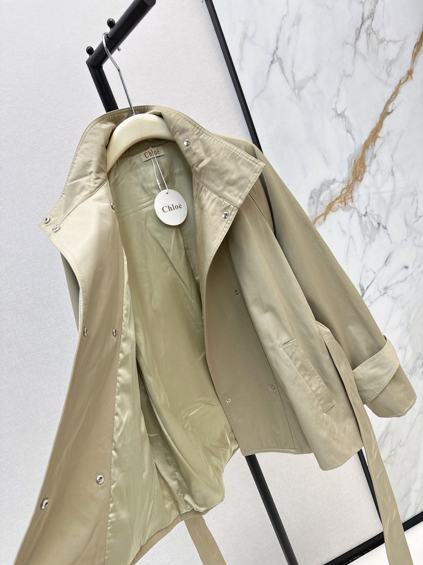 Chloe/Early Autumn New Stylish Stand-Collar Mid-Length Trench Coat