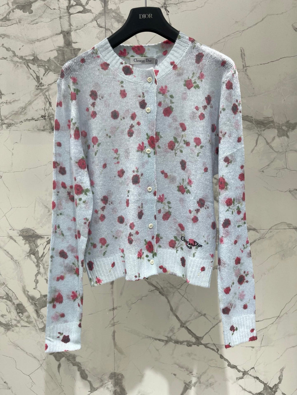 Dior/New Ombre Floral Print Knit Cardigan
