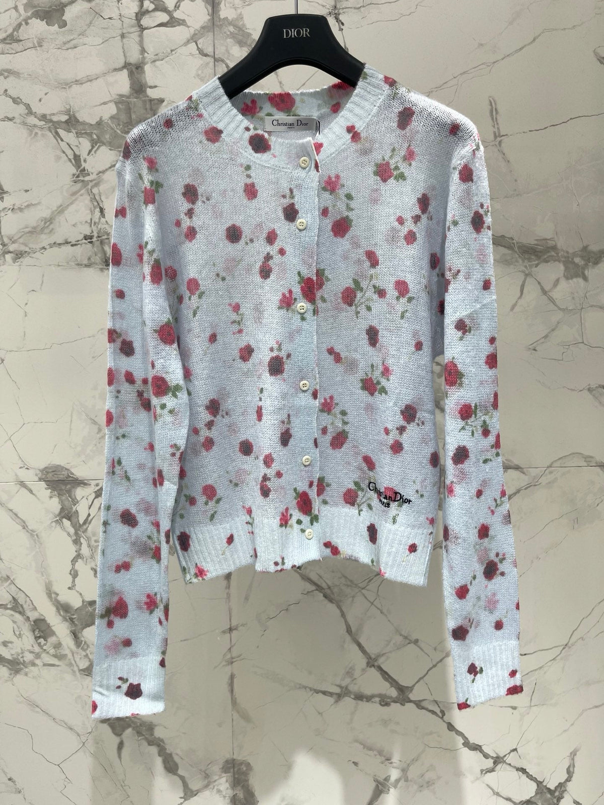 Dior/New Ombre Floral Print Knit Cardigan