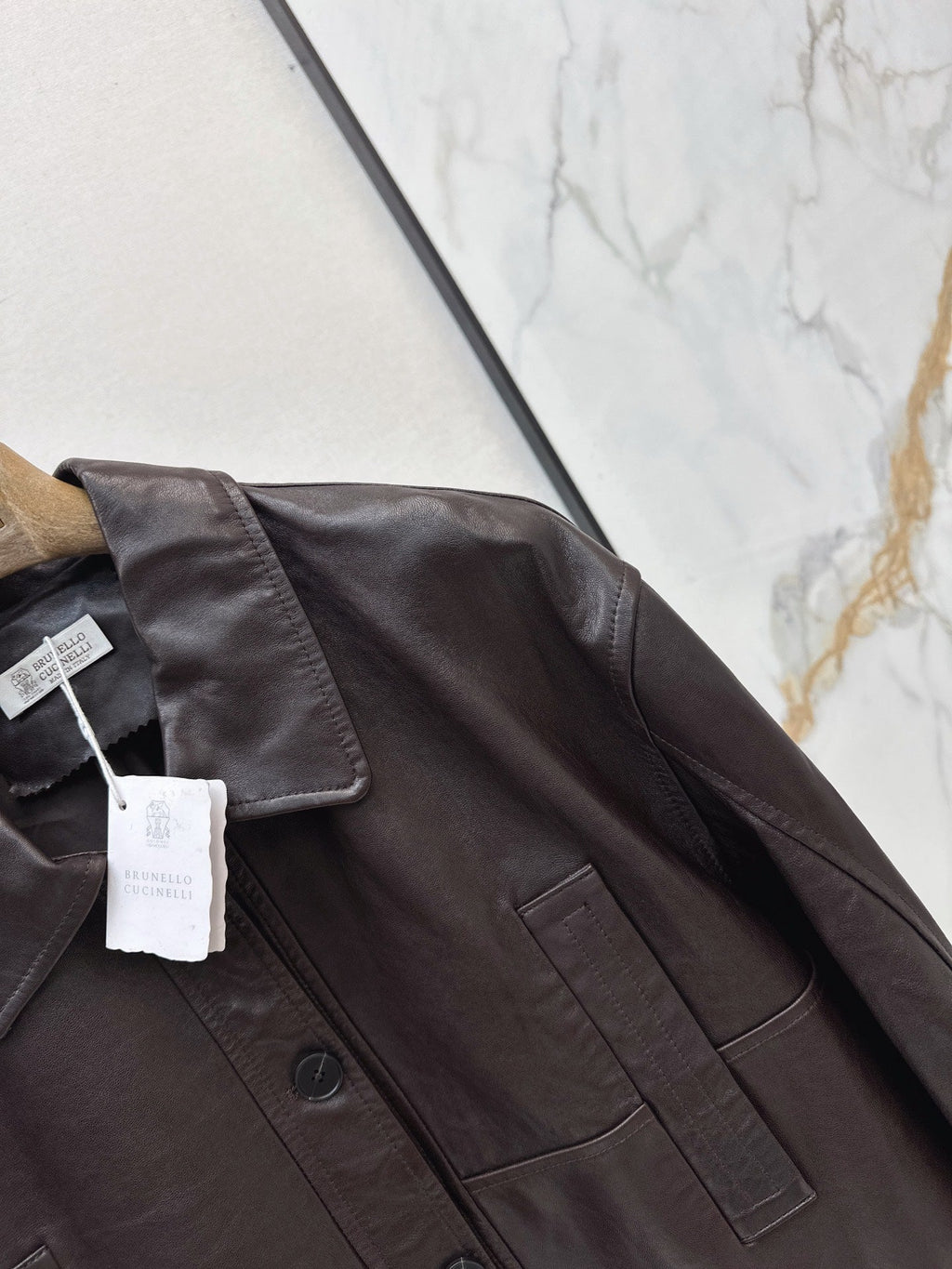 Brunello Cucinelli/26Latest Early-Autumn Cropped Lapel Leather Jacket