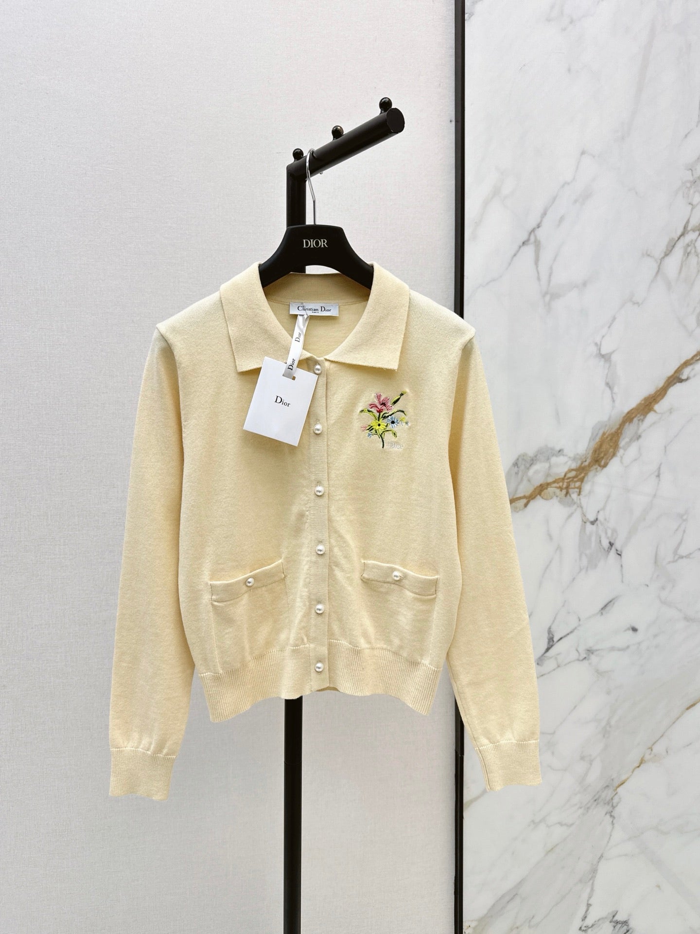 dior/26New Early Autumn Collared Long-Sleeve Knit Cardigan