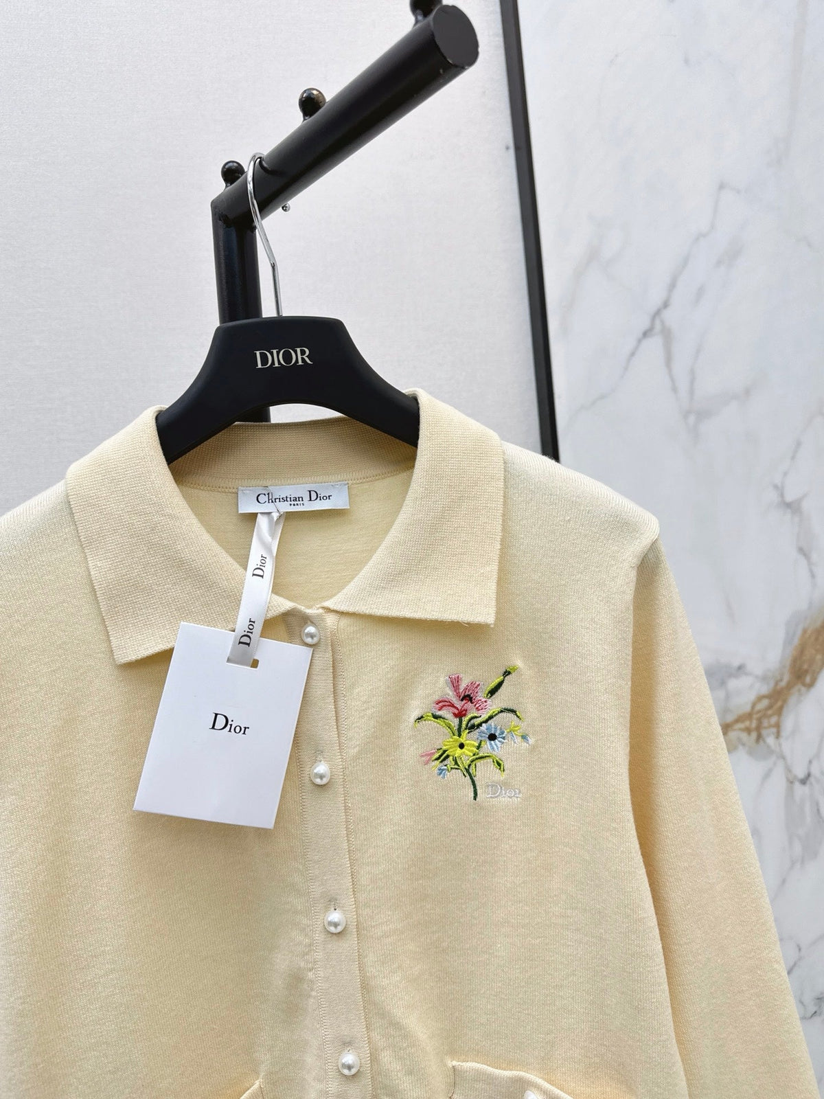 dior/26New Early Autumn Collared Long-Sleeve Knit Cardigan