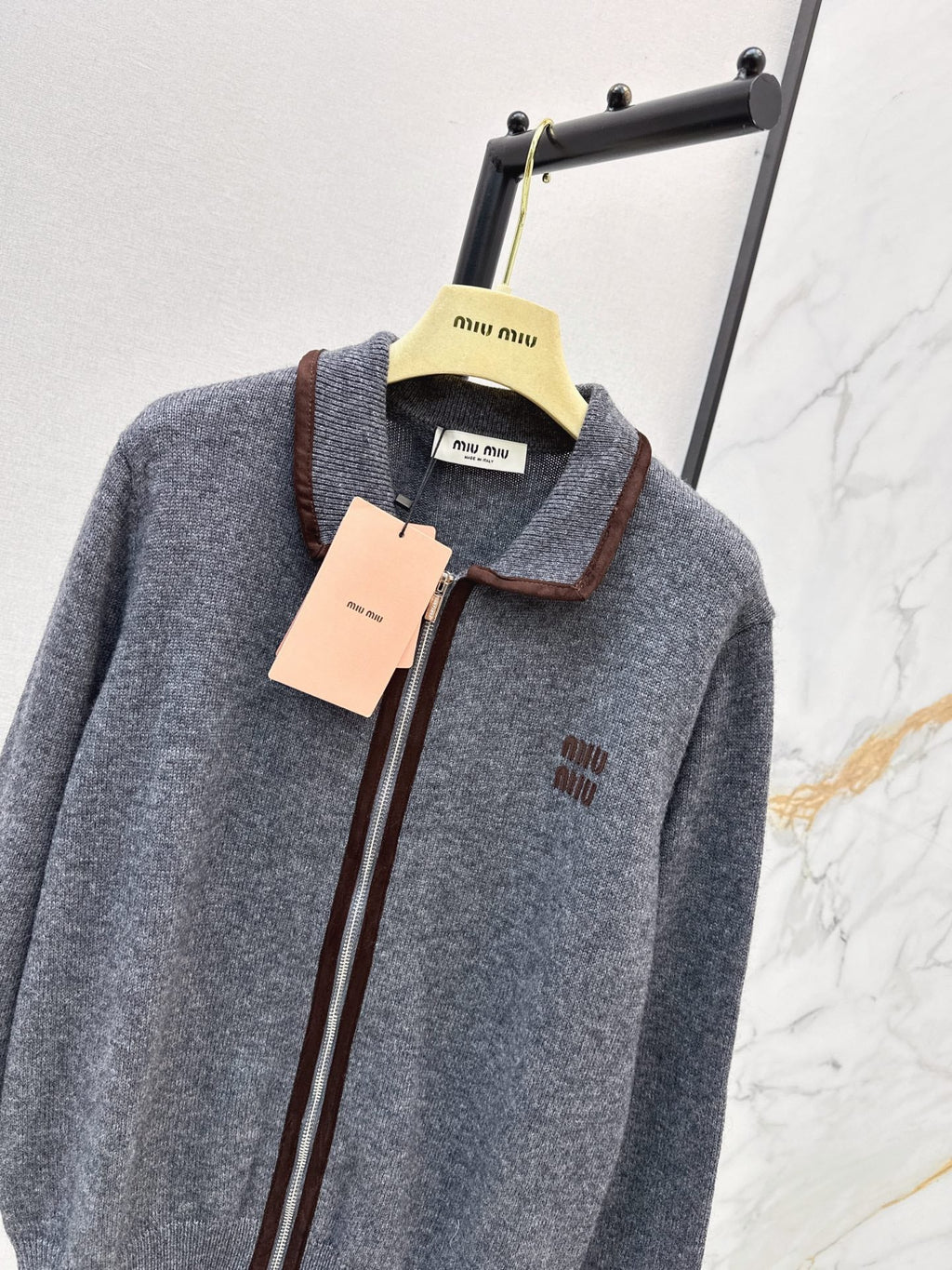 MiuMiu/26Latest Fall/Winter Collared Zip-Up Cardigan