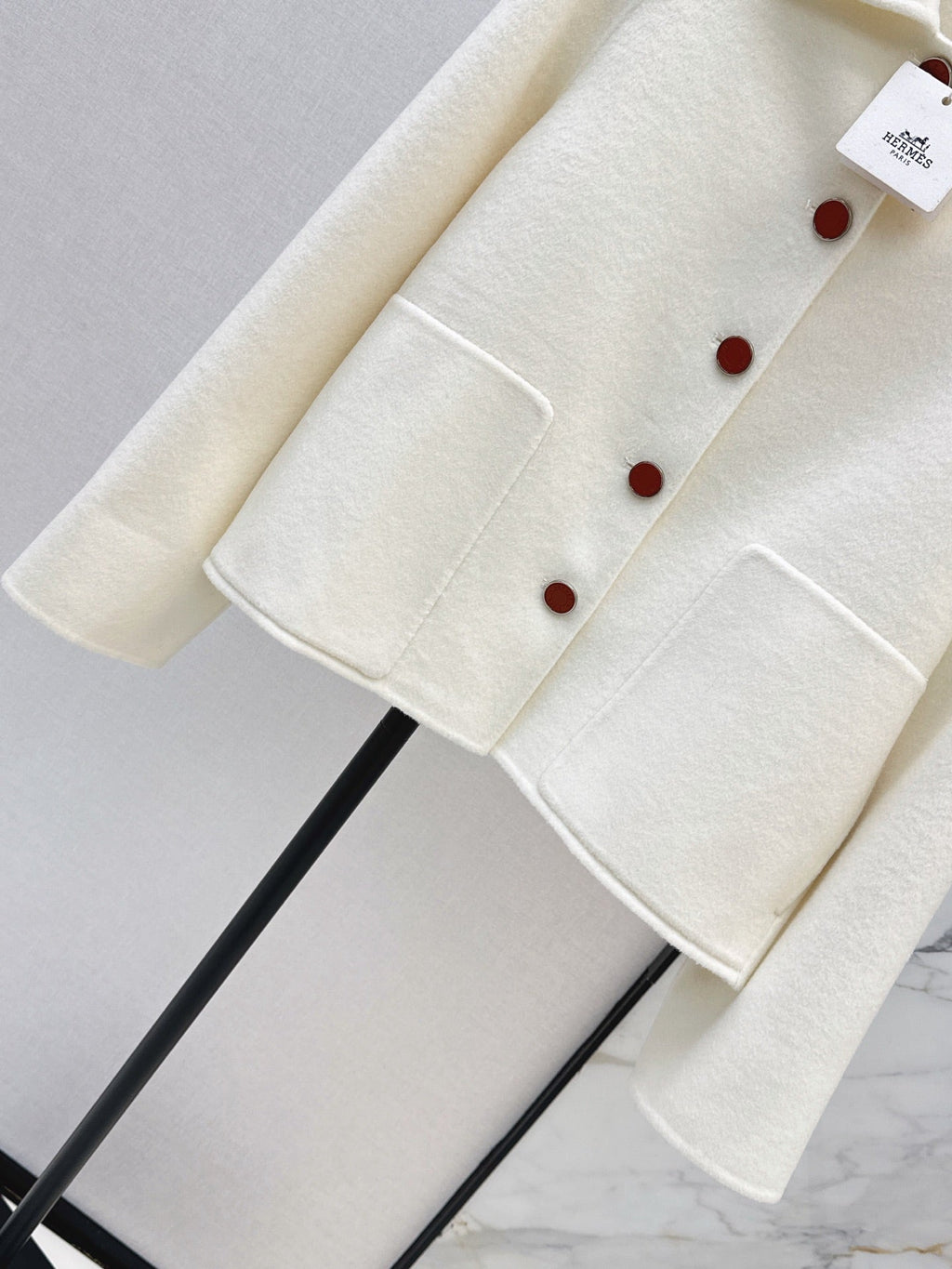 Hermes/26New Early Autumn Collared Wool Coat