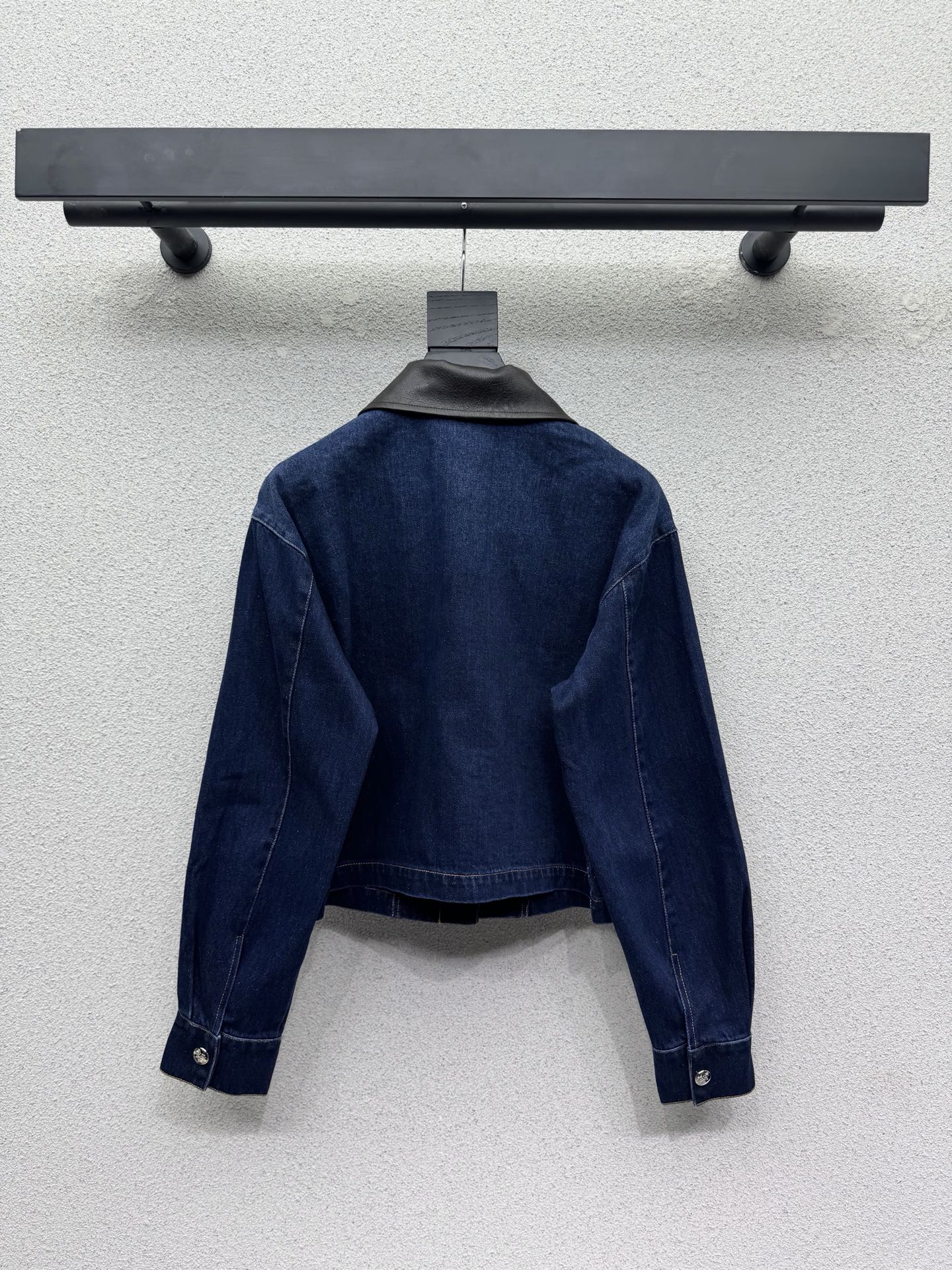 Prada/26Latest Style Leather Collar Denim Jacket