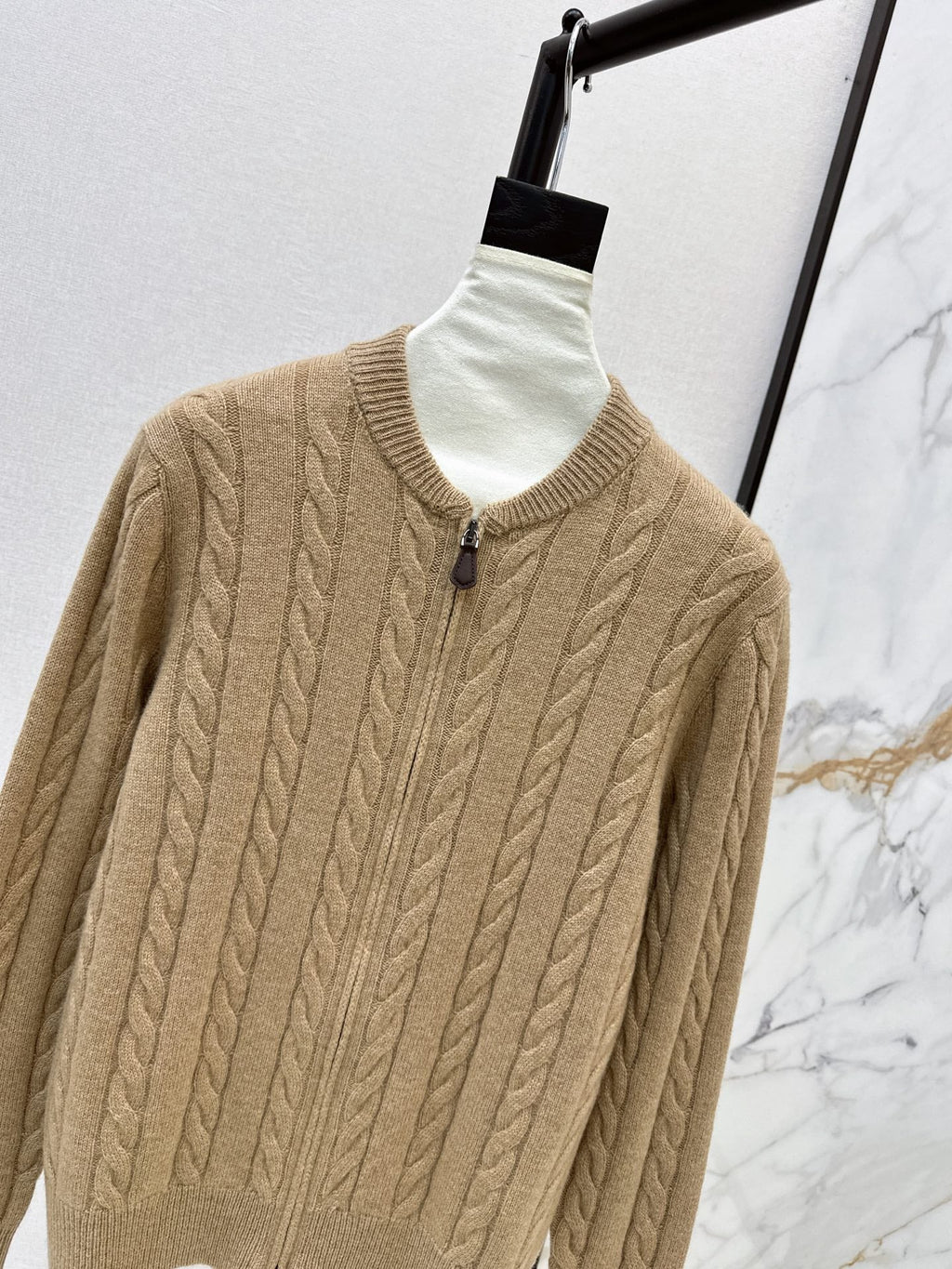 LORO PIANA/26 Fall-Winter Latest Old Money Style Outfit with Cable Knit Zipper Cardigan