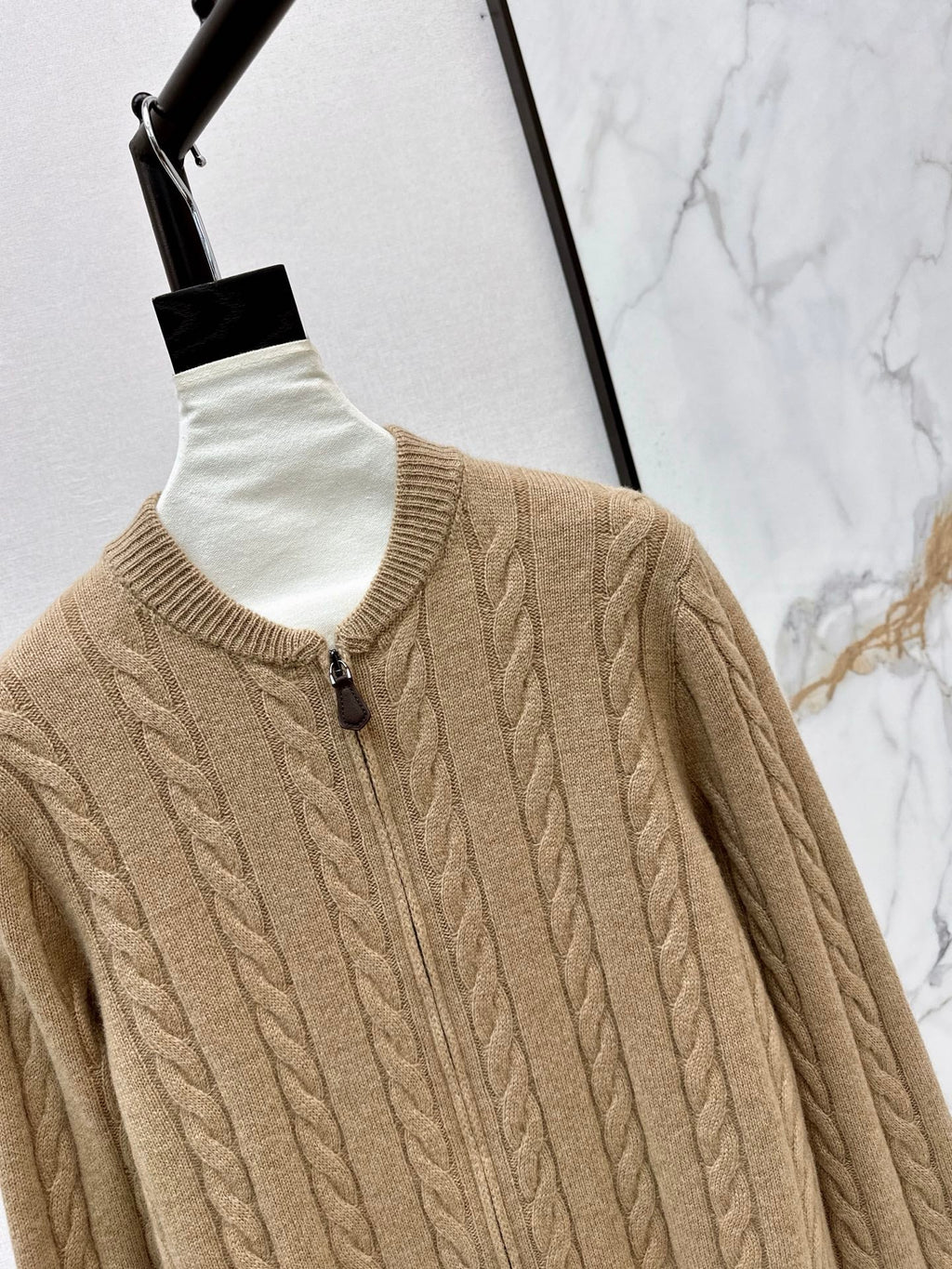 LORO PIANA/26 Fall-Winter Latest Old Money Style Outfit with Cable Knit Zipper Cardigan