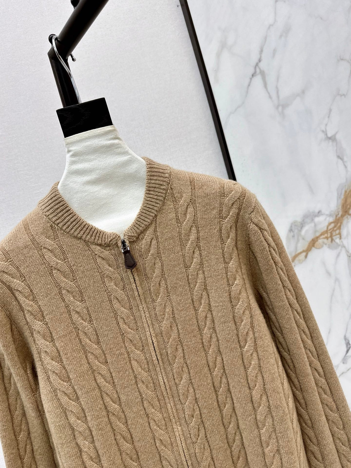 LORO PIANA/26 Fall-Winter Latest Old Money Style Outfit with Cable Knit Zipper Cardigan