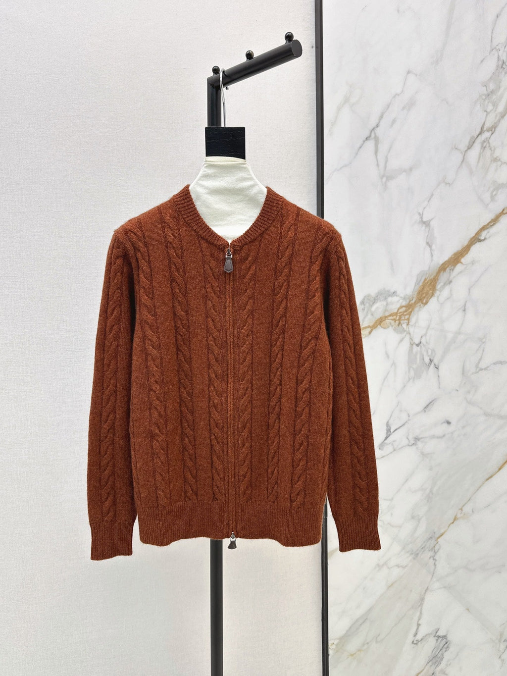 LORO PIANA/26 Fall-Winter Latest Old Money Style Outfit with Cable Knit Zipper Cardigan