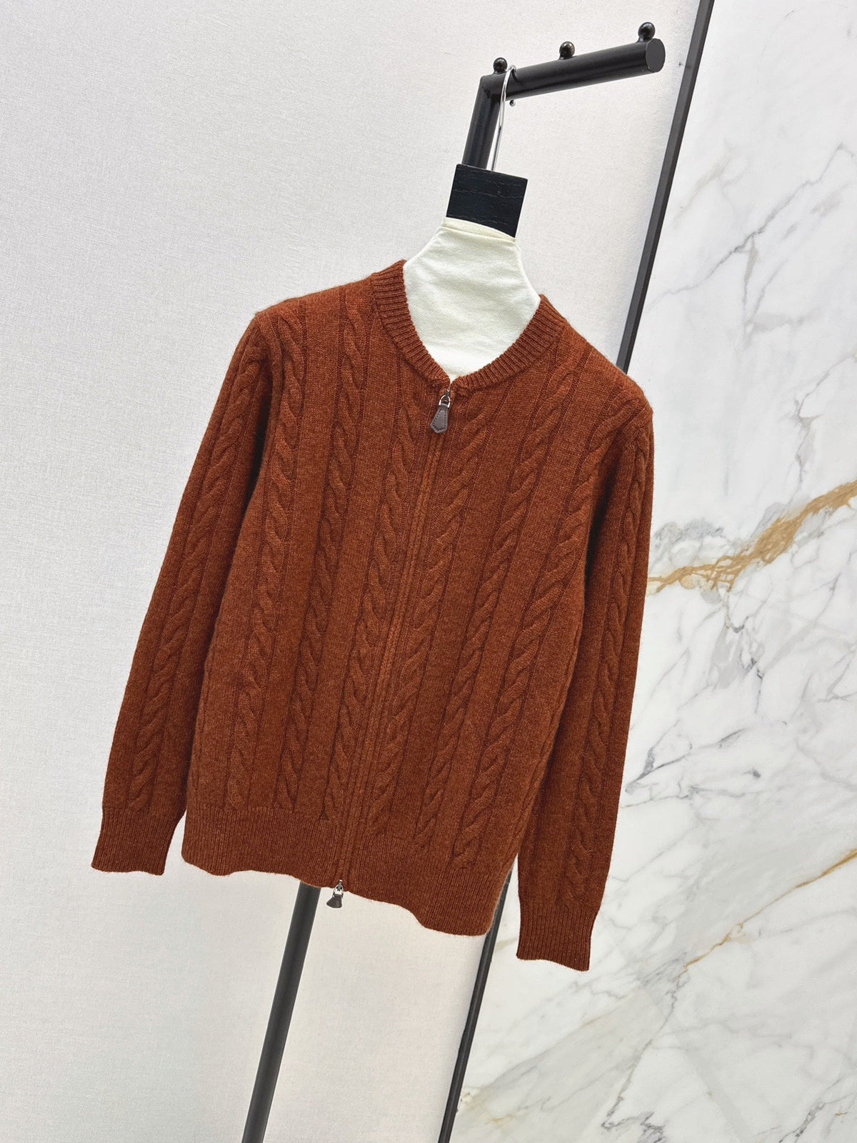 LORO PIANA/26 Fall-Winter Latest Old Money Style Outfit with Cable Knit Zipper Cardigan