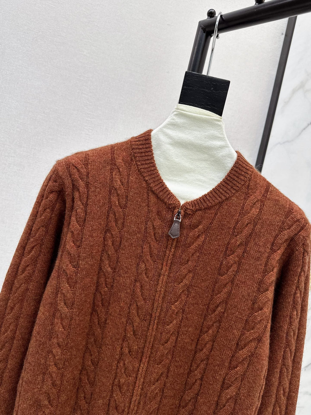 LORO PIANA/26 Fall-Winter Latest Old Money Style Outfit with Cable Knit Zipper Cardigan