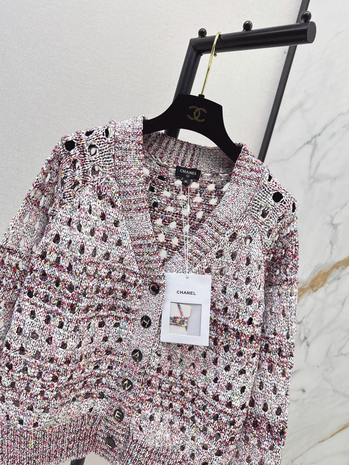 Chanel / 26 Fall-Winter Latest Polka Dot Openwork Cardigan