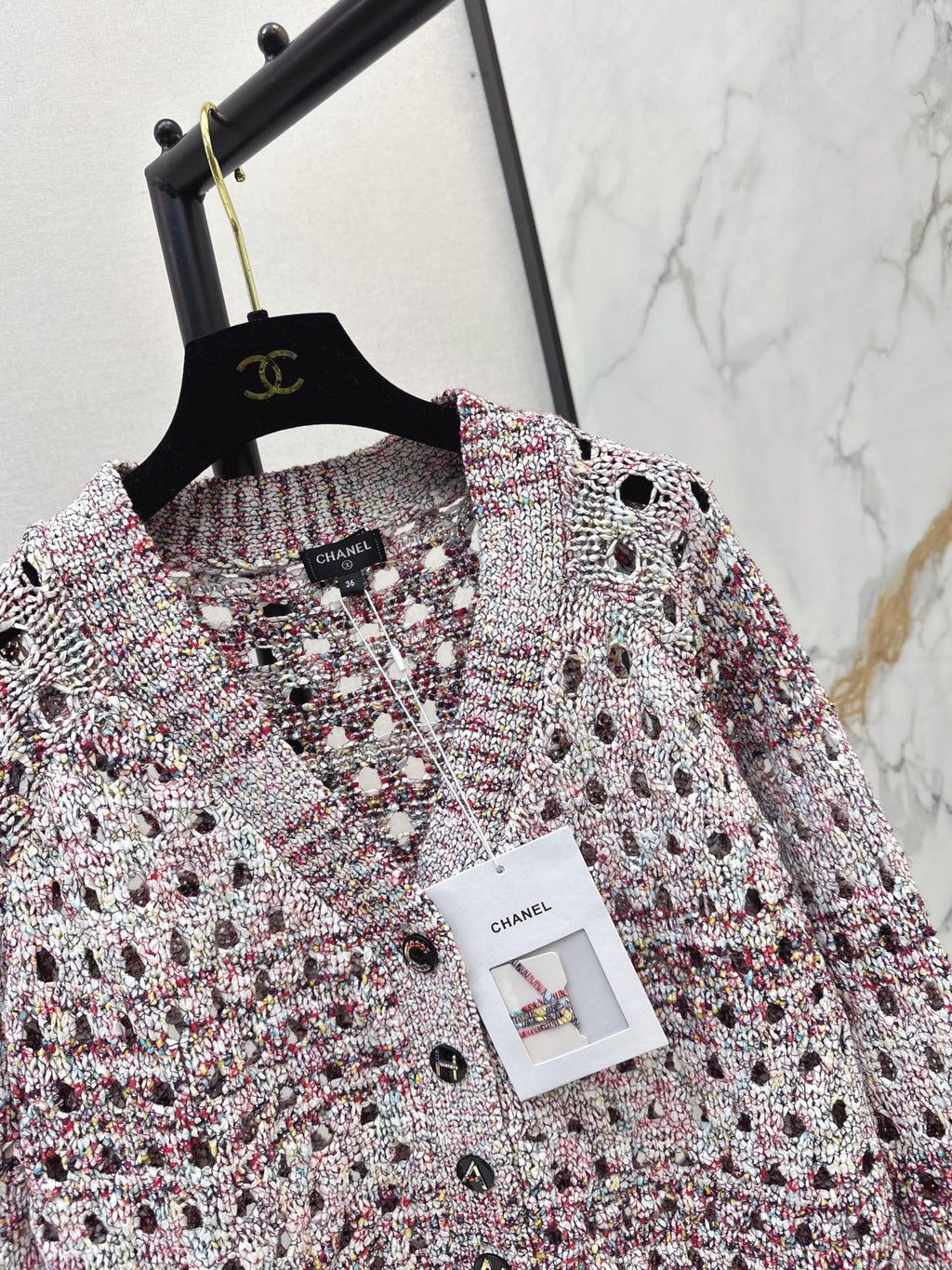 Chanel / 26 Fall-Winter Latest Polka Dot Openwork Cardigan