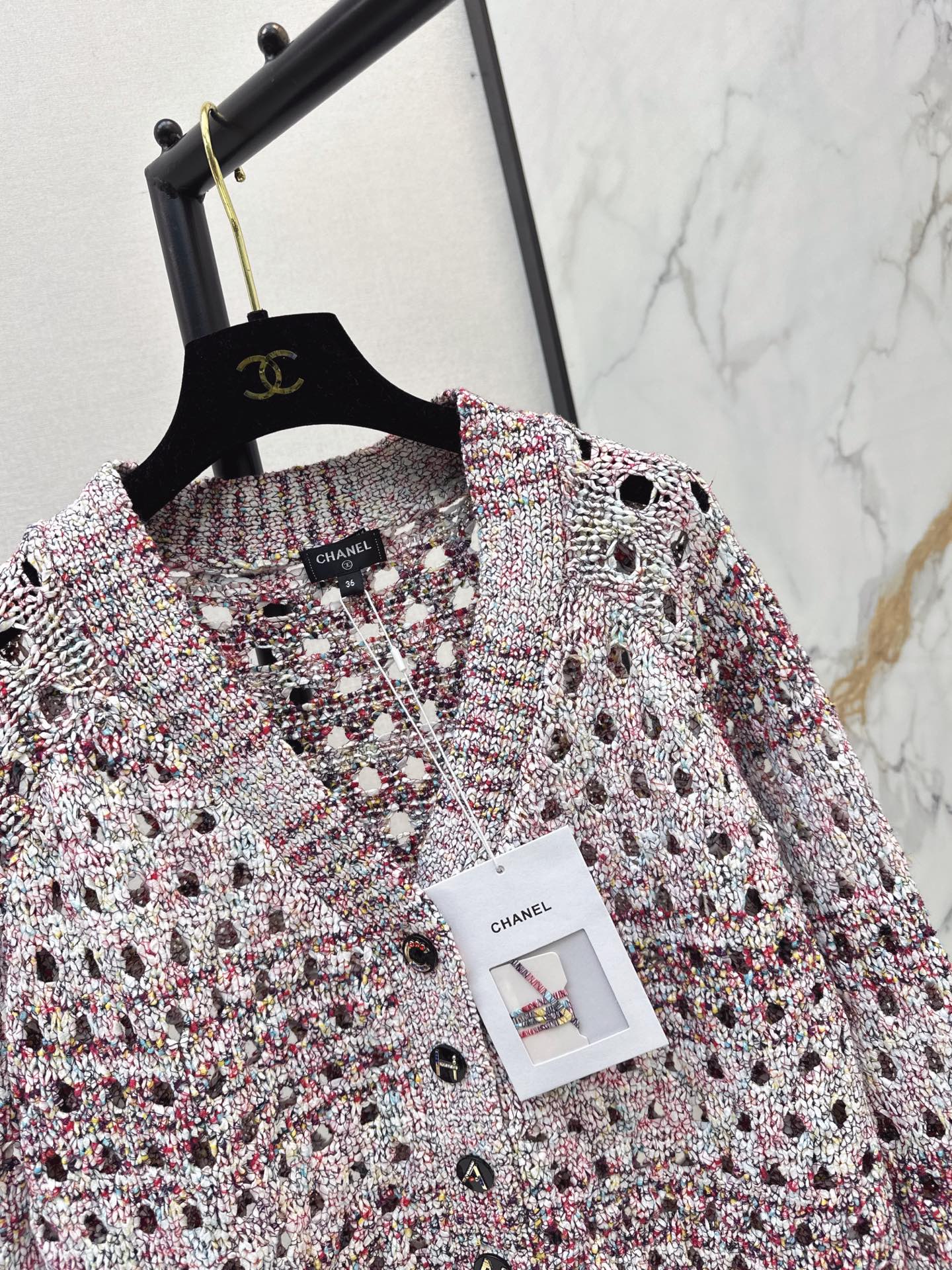 Chanel / 26 Fall-Winter Latest Polka Dot Openwork Cardigan