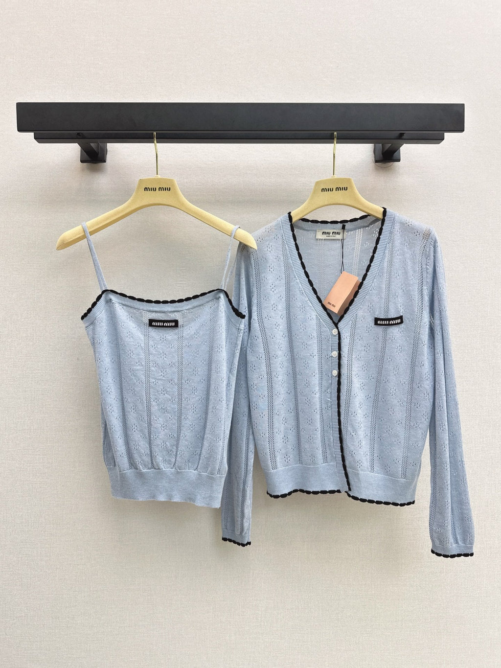 MiuMiu/26 Fall-Winter Latest V-Neck Wool Cardigan + Tiny Camisole