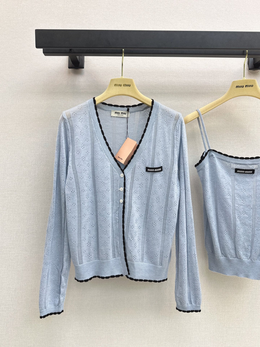 MiuMiu/26 Fall-Winter Latest V-Neck Wool Cardigan + Tiny Camisole