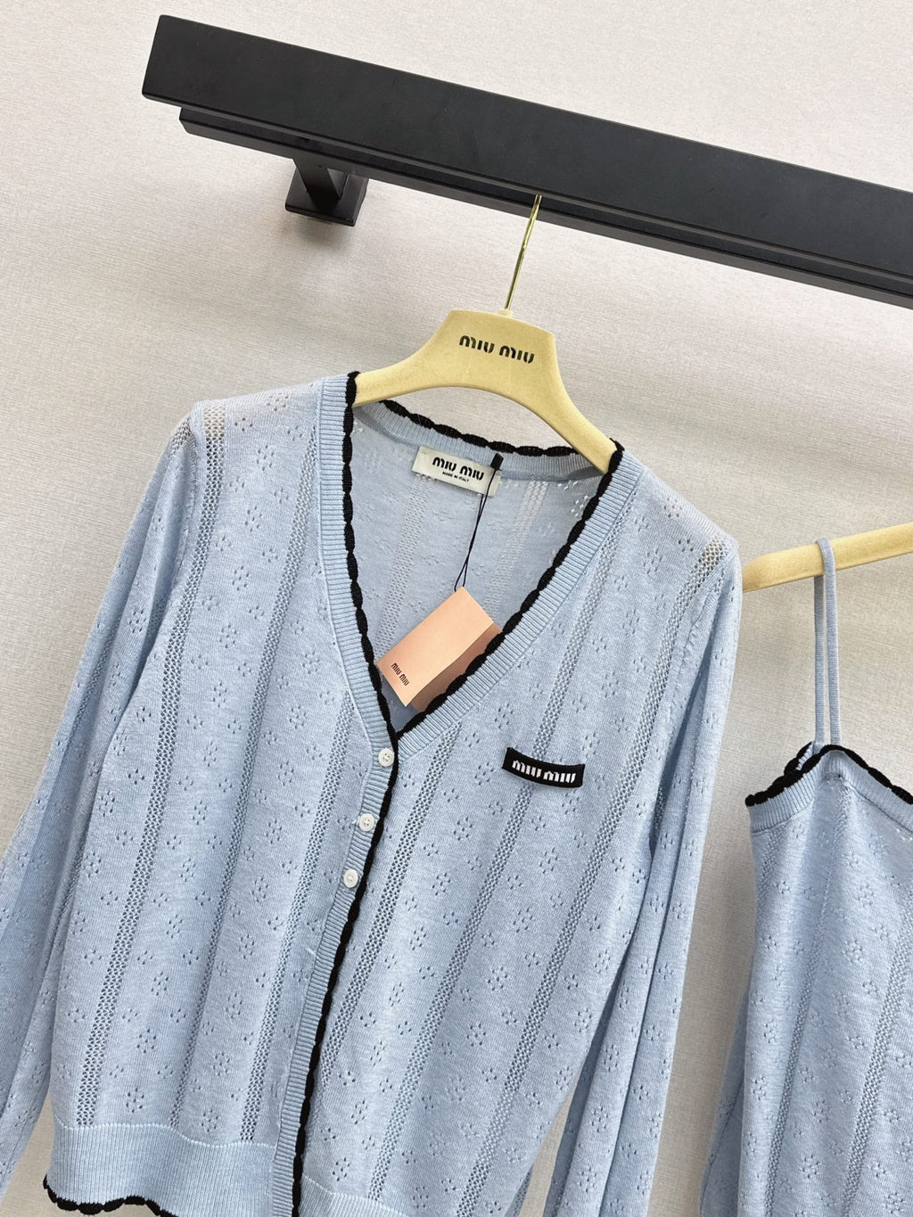 MiuMiu/26 Fall-Winter Latest V-Neck Wool Cardigan + Tiny Camisole